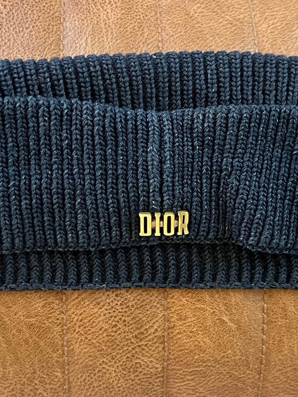 Christian Dior Rare Ballerina Knit Headband. DIOR gold tone logo icon